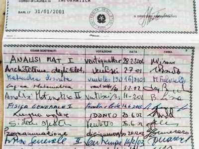 ...voti dei singoli esami e firme dei professori